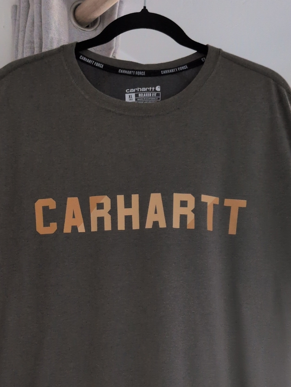 Carhartt Olive Green Short Sleeve Tee with Tan Logo